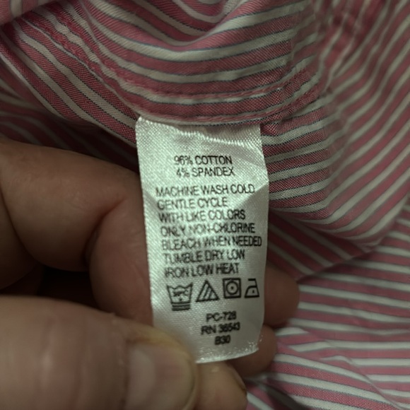 IZOD Petite Pink Gray & White Striped Button Up Blouse 3/4 Sleeves Fitted PXL - Picture 15 of 16